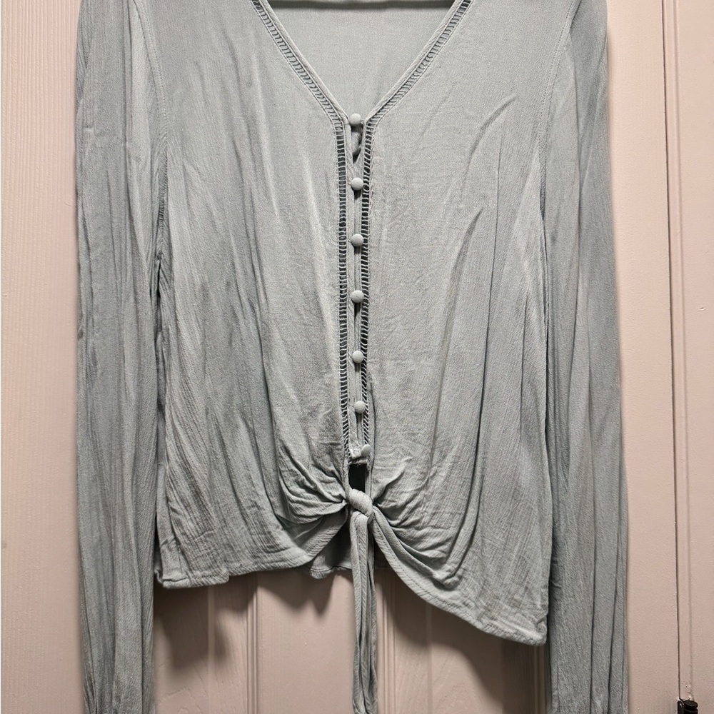 Light Green Button-Front Top